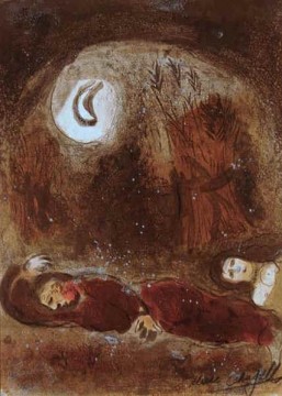 Rut a los pies de Booz litografía contemporánea Marc Chagall Pinturas al óleo